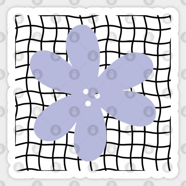 Abstract Flower on Grid - Pastel lilac purple Sticker by JuneNostalgia